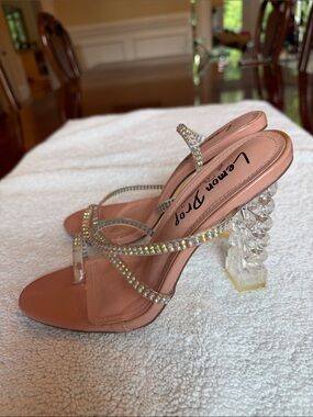Lemon Drop by Privileged Blush Rhinestone Strappy Heels